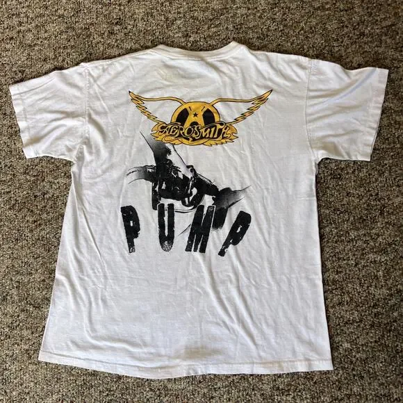 Vintage 80s 1989 Aerosmith Pump Tour Band Rock T-Shirt Size L Brockum - Picture 3 of 9